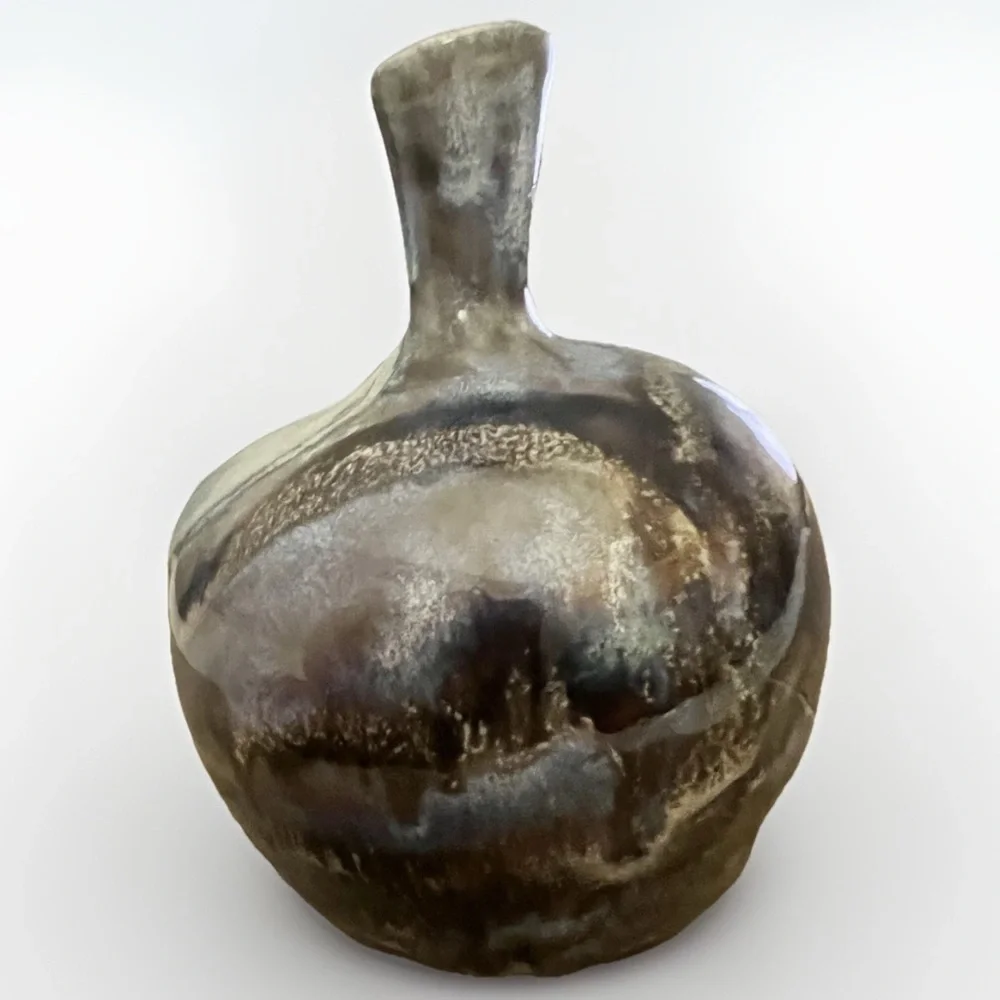 Vintage Art Pottery Ceramic Glazed Vase Signed Dudley Hawaii